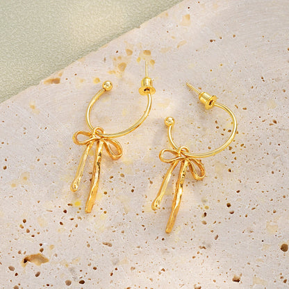 Golden Bow Drop Earrings